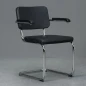 Preview: Thonet S64 PV Freischwinger Leder Schwarz Nero Frontansicht