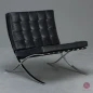 Preview: Knoll Barcelona Chair mit schwarzem Leder - gebraucht