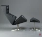 Preview: Thonet 808 Lounge Leder Sessel Schwarz mit Ottoman gebraucht