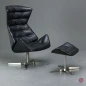 Preview: Thonet 808 Lounge Leder Sessel Schwarz mit Ottoman gebraucht