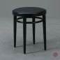 Preview: Thonet 214 PH Bugholz Hocker mit neuem schwarzem Leder gebraucht