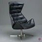Preview: Thonet 808 Lounge Leder Sessel Schwarz mit Ottoman gebraucht