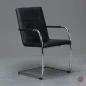 Preview: Thonet S61 Leder Freischwinger Konferenzstuhl Schwarz gebraucht