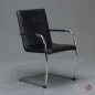 Preview: Thonet S61 Leder Freischwinger Konferenzstuhl Schwarz gebraucht