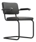 Preview: Thonet S64 PV Black Edition Leder Nero Schwarz Gestell RAL9005 Frontansicht
