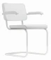 Preview: Thonet S64 PV White Edition Leder Bianco Ottico Weiß Gestell RAL9010 Frontansicht