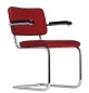 Preview: Thonet S64 PV Freischwinger Leder Rosso Rot Frontansicht