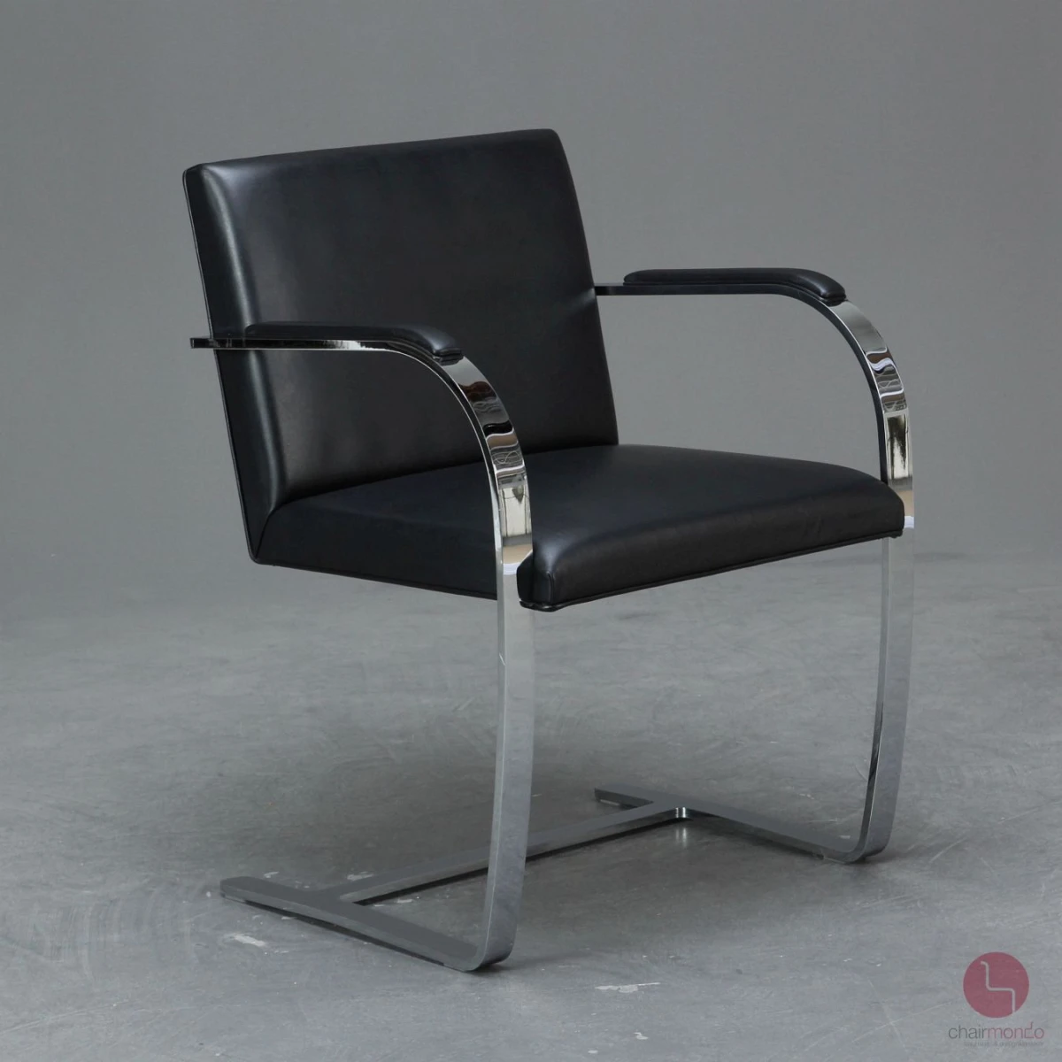 Knoll Brno Freischwinger Armlehnstuhl Leder Schwarz gebraucht