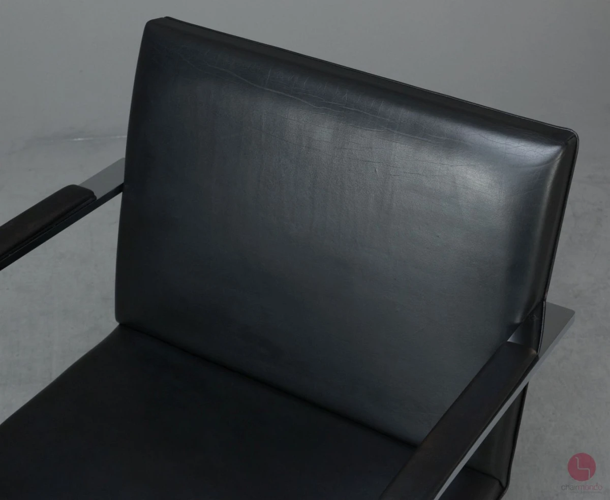 Knoll Brno Freischwinger Armlehnstuhl Leder Schwarz gebraucht