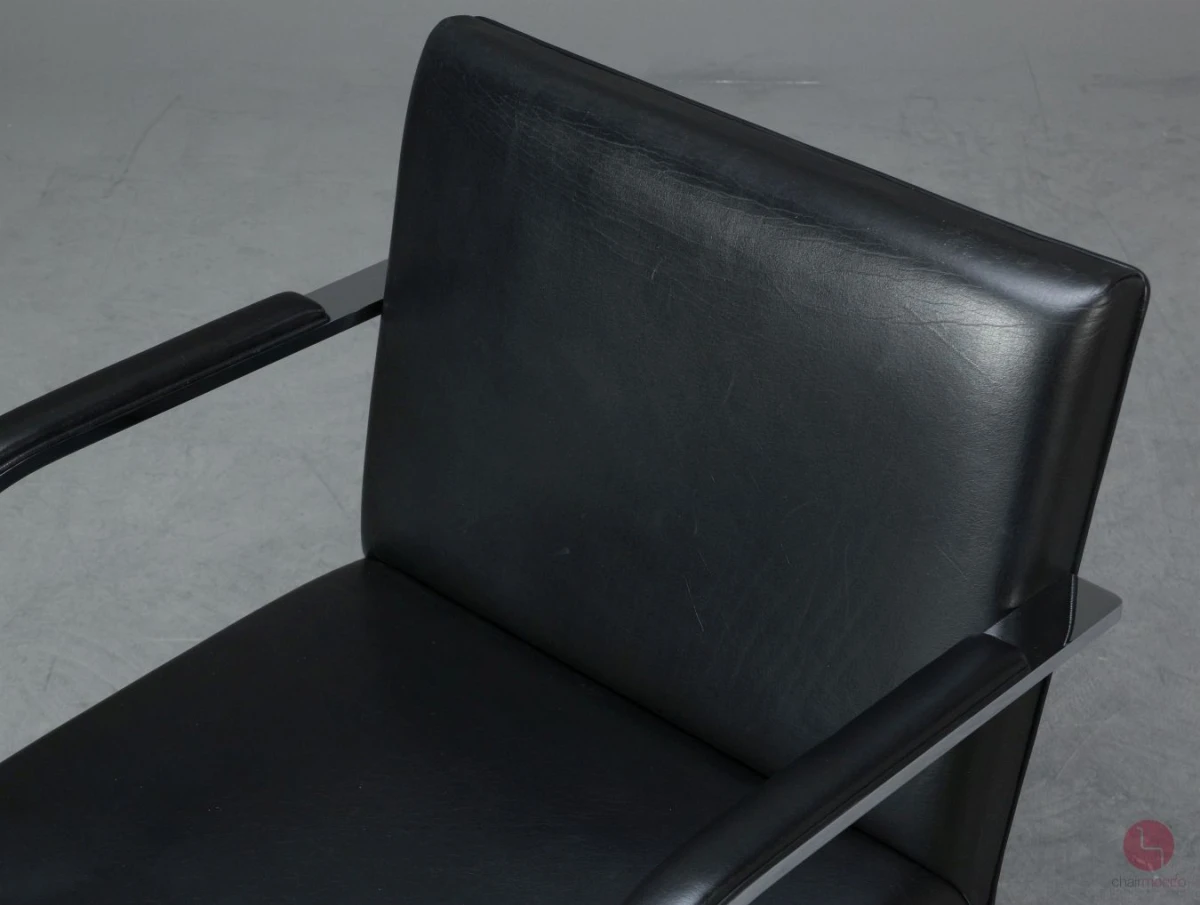 Knoll Brno Freischwinger Armlehnstuhl Leder Schwarz gebraucht