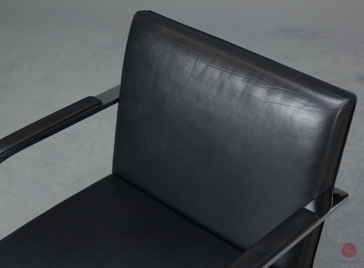 Preview: Knoll Brno Freischwinger Armlehnstuhl Leder Schwarz gebraucht