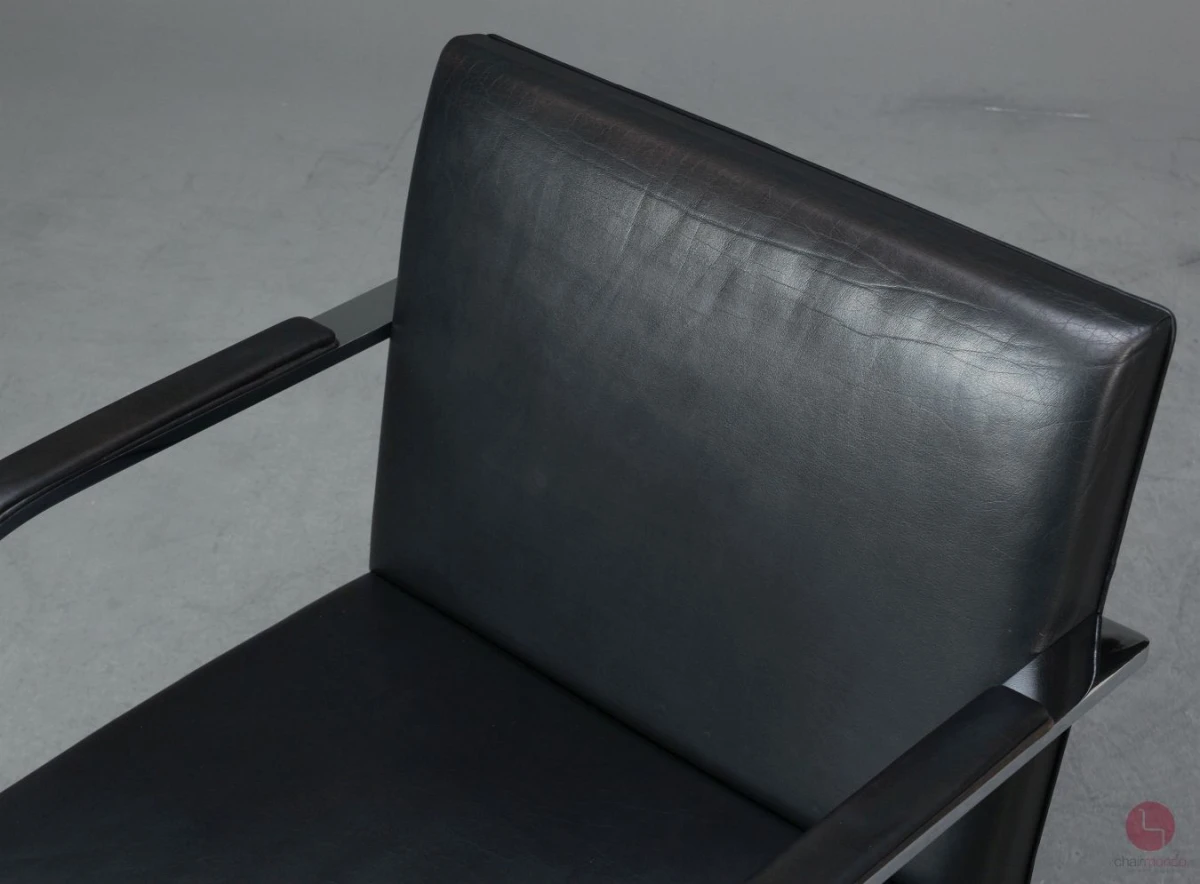 Knoll Brno Freischwinger Armlehnstuhl Leder Schwarz gebraucht
