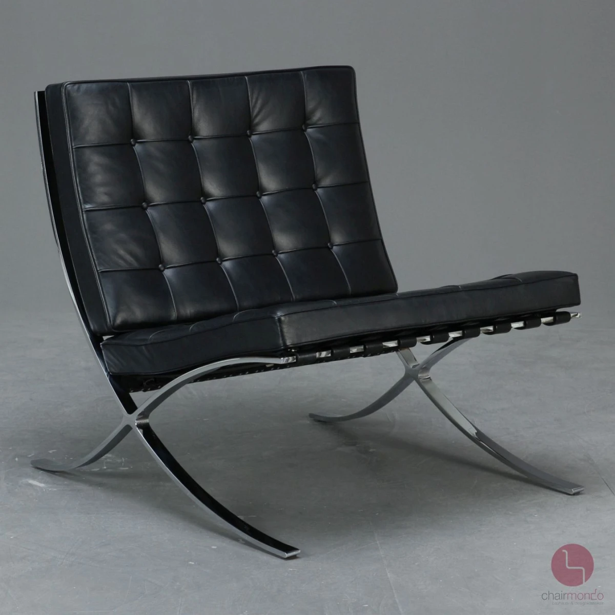 Knoll Barcelona Chair mit schwarzem Leder - gebraucht