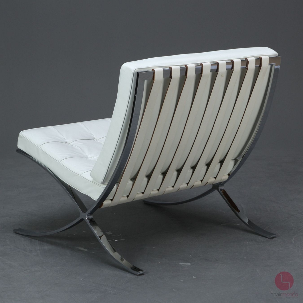 Preview: Knoll Barcelona Chair mit weißem Leder - gebraucht