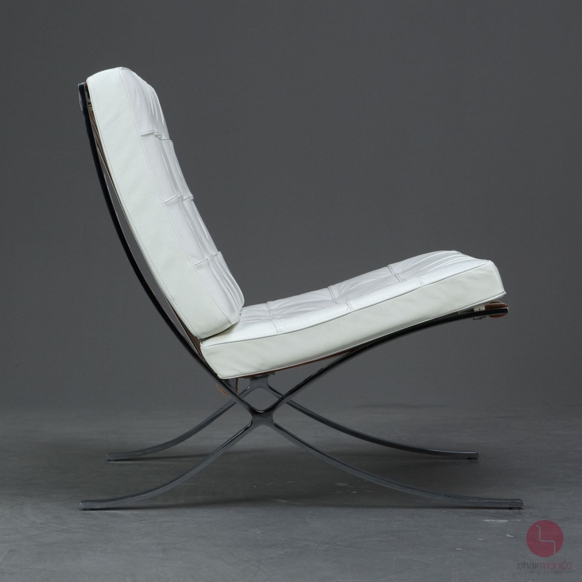 Preview: Knoll Barcelona Chair mit weißem Leder - gebraucht