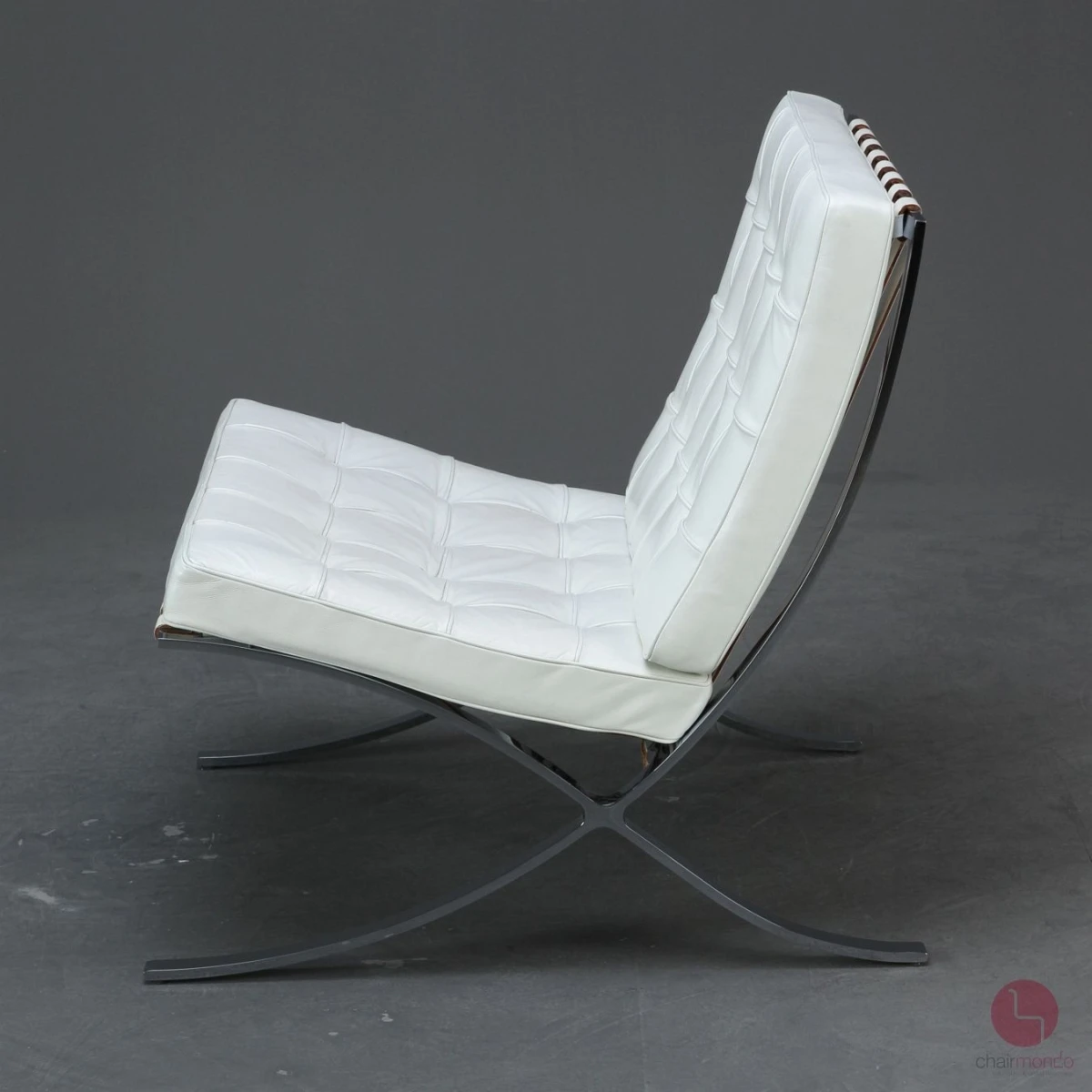 Knoll Barcelona Chair mit weißem Leder - gebraucht