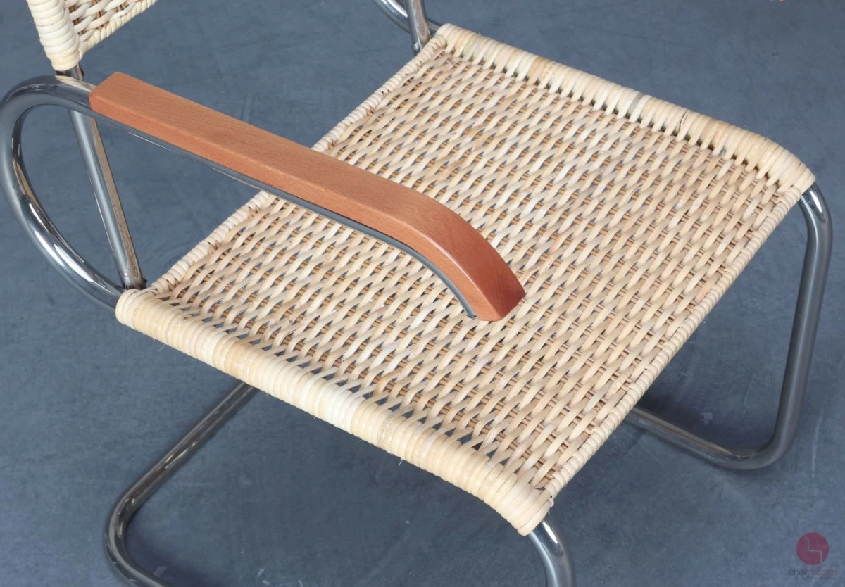 Tecta D40 Freischwinger mit neuem Natur-Geflecht, gebraucht