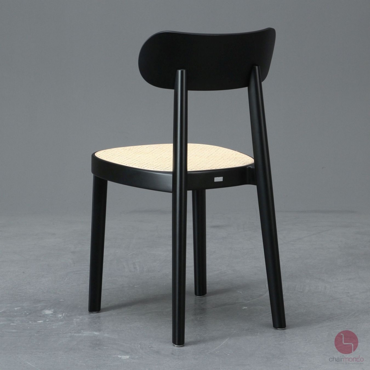 Preview: Thonet 118 Holzstuhl Schwarz mit Geflecht und Stützgewebe
