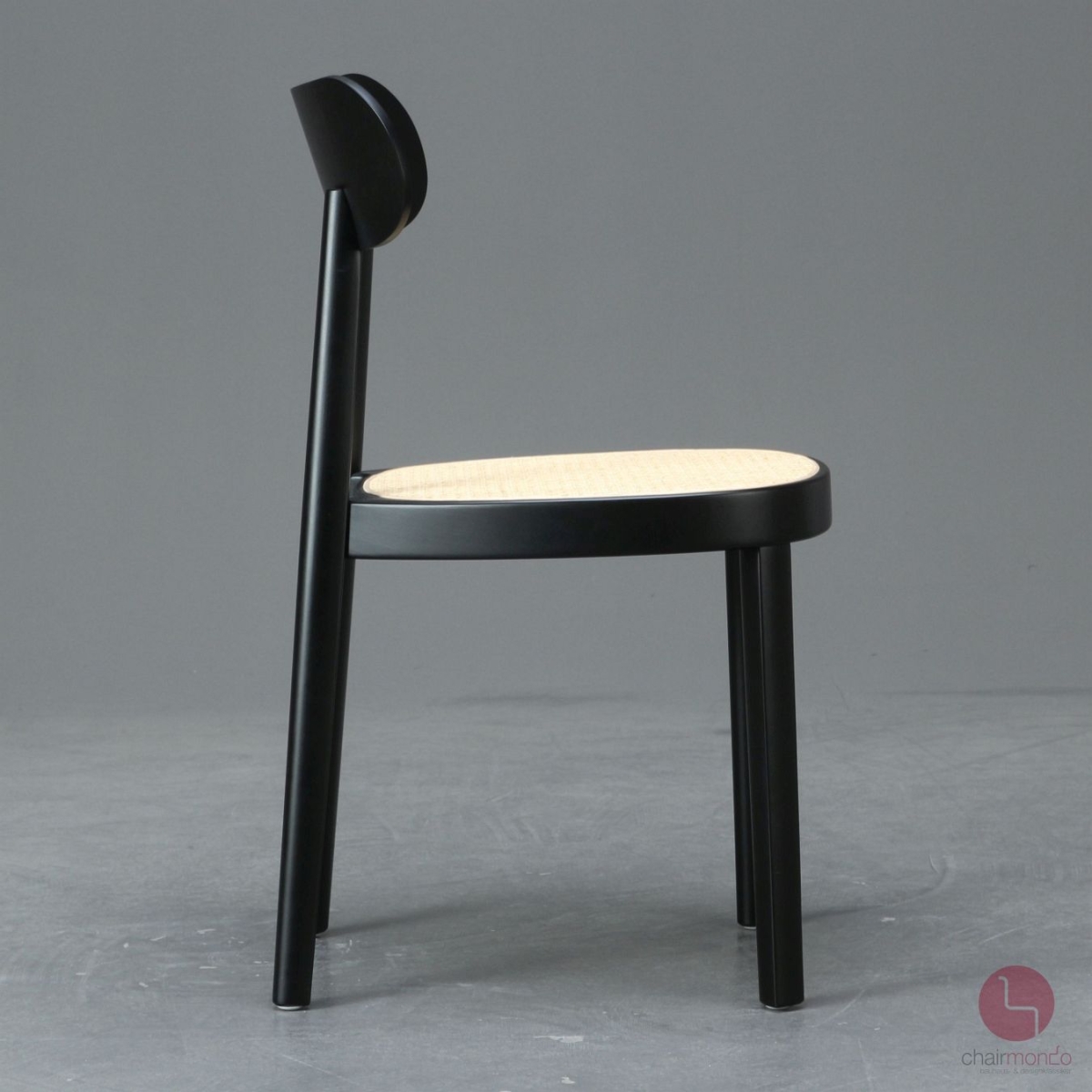 Preview: Thonet 118 Holzstuhl Schwarz mit Geflecht und Stützgewebe