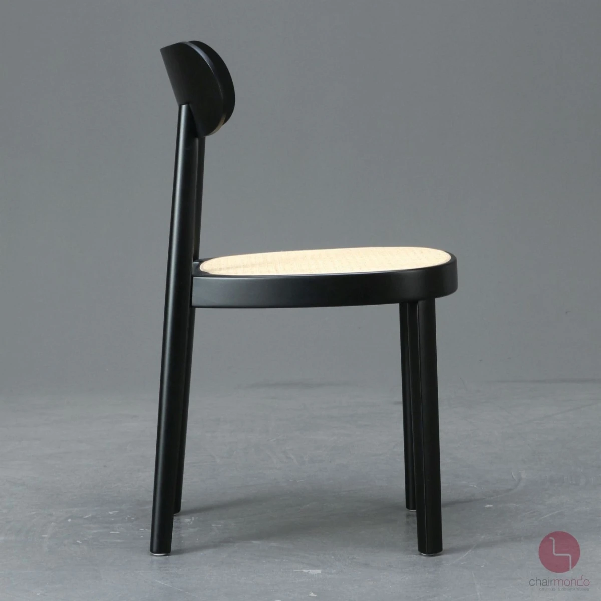 Thonet 118 Holzstuhl Schwarz mit Geflecht und Stützgewebe