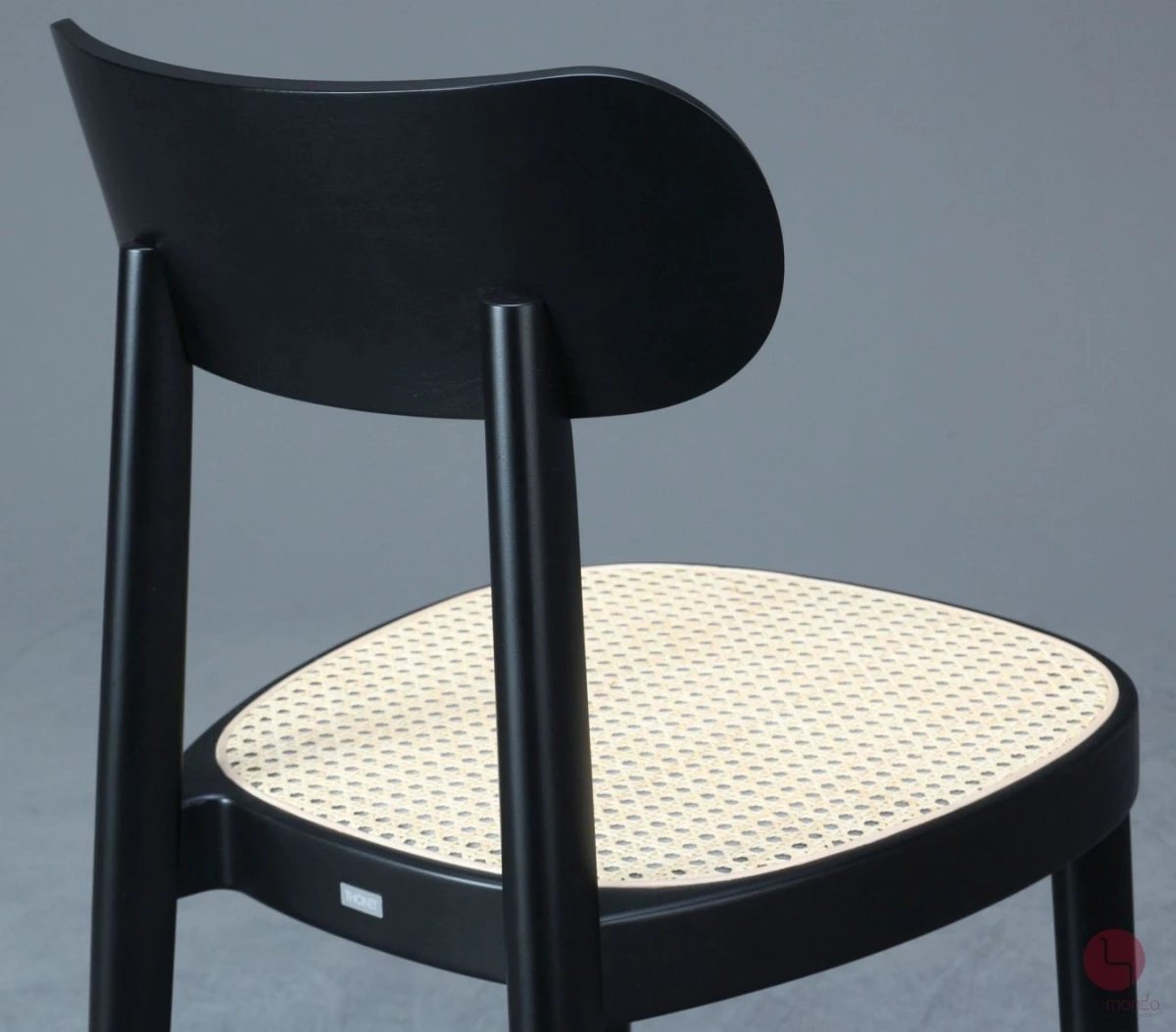 Thonet 118 Holzstuhl Schwarz mit Geflecht und Stützgewebe