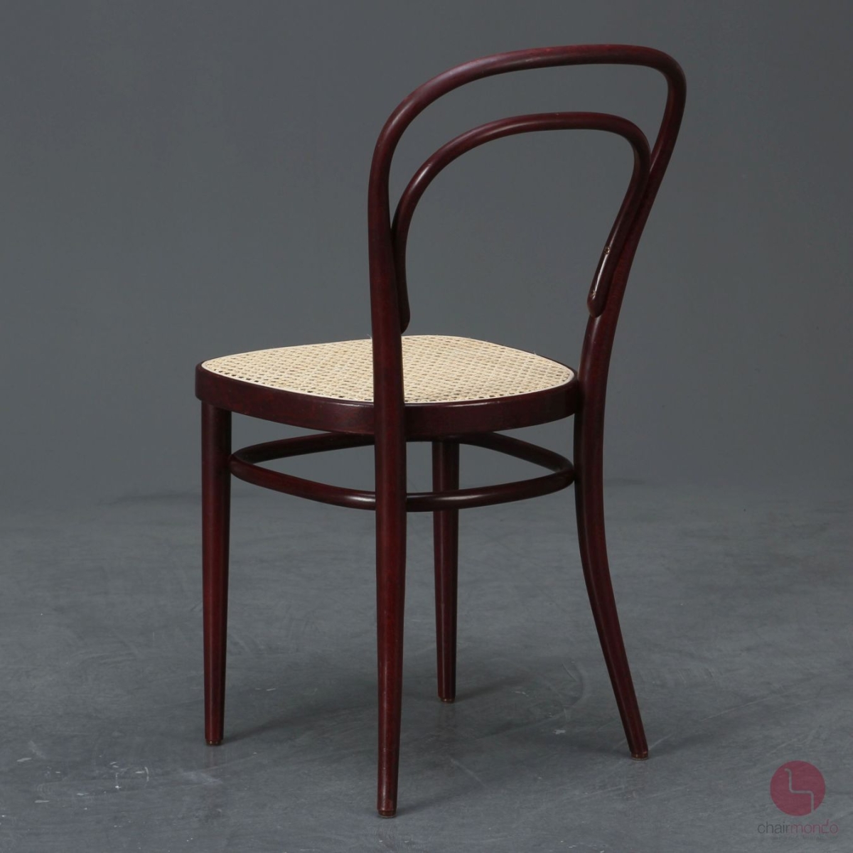 Preview: Thonet 214 Rotschwarz Bugholzstuhl mit neuem Geflecht gebraucht
