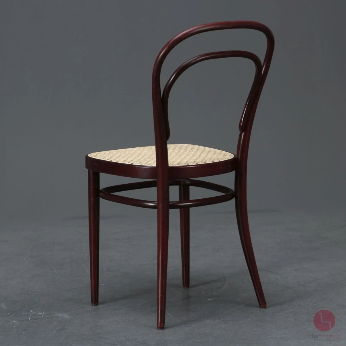 Thonet 214 Rotschwarz Bugholzstuhl mit neuem Geflecht gebraucht
