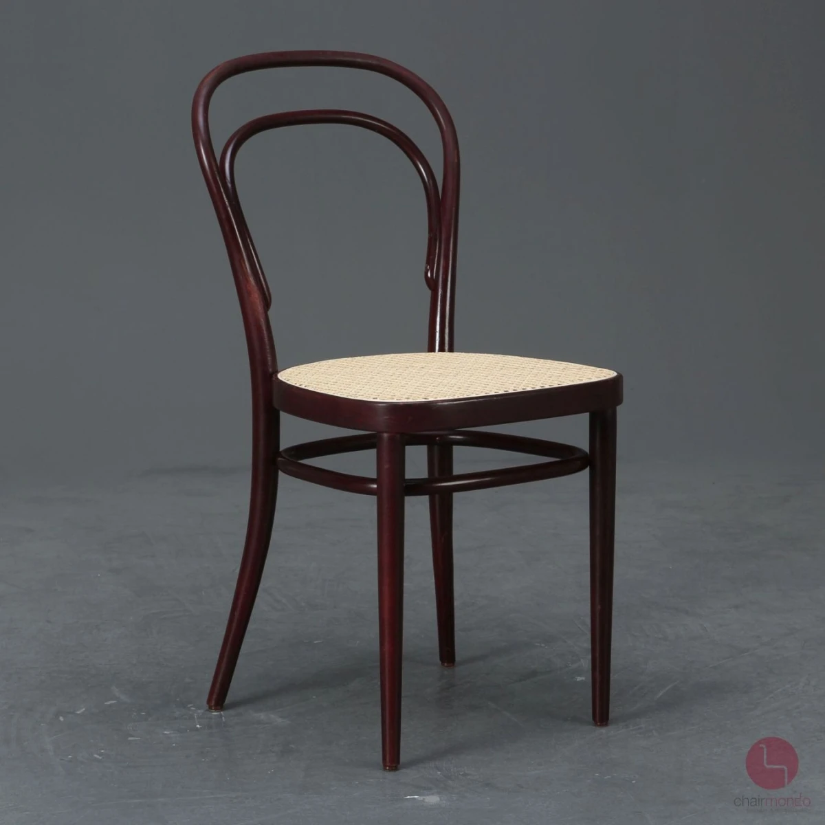 Thonet 214 Rotschwarz Bugholzstuhl mit neuem Geflecht gebraucht