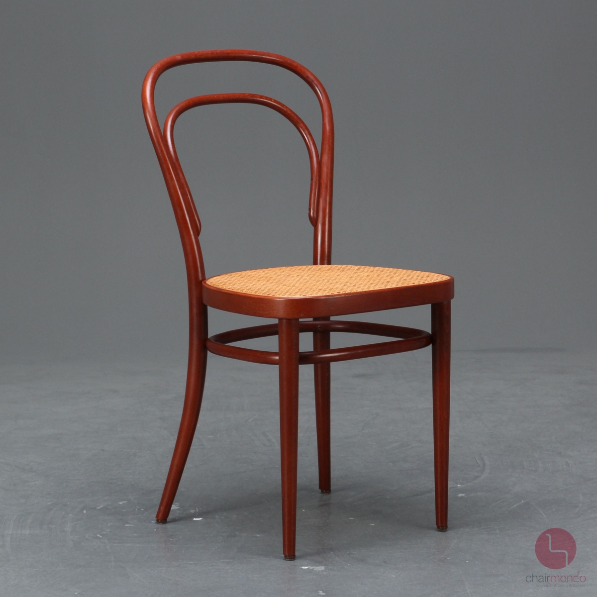 Preview: Thonet 214 Mahagoni Braun Bugholzstuhl mit Geflecht gebraucht