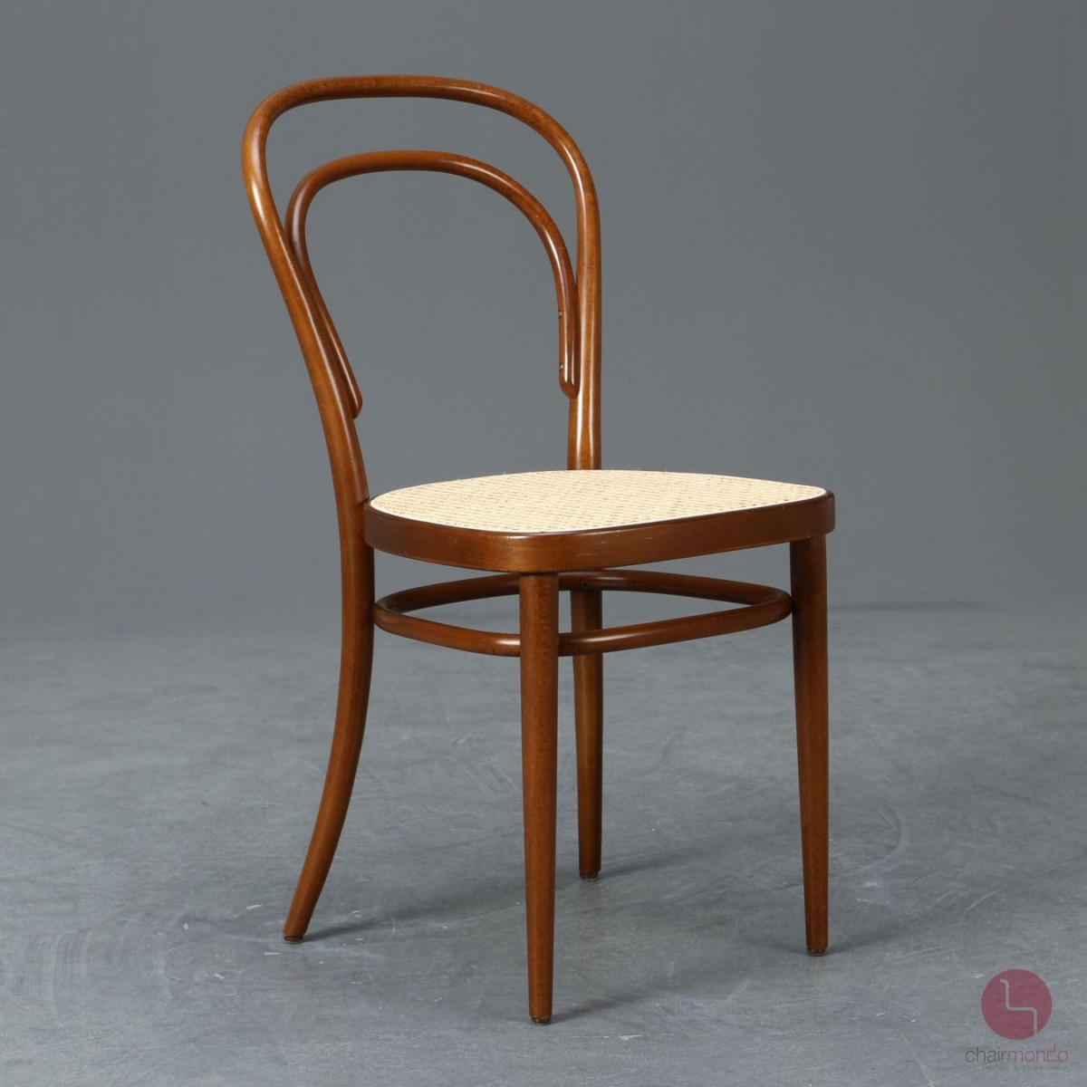 Preview: Thonet 214 Nussbaum Braun Bugholzstuhl mit neuem Geflecht gebraucht
