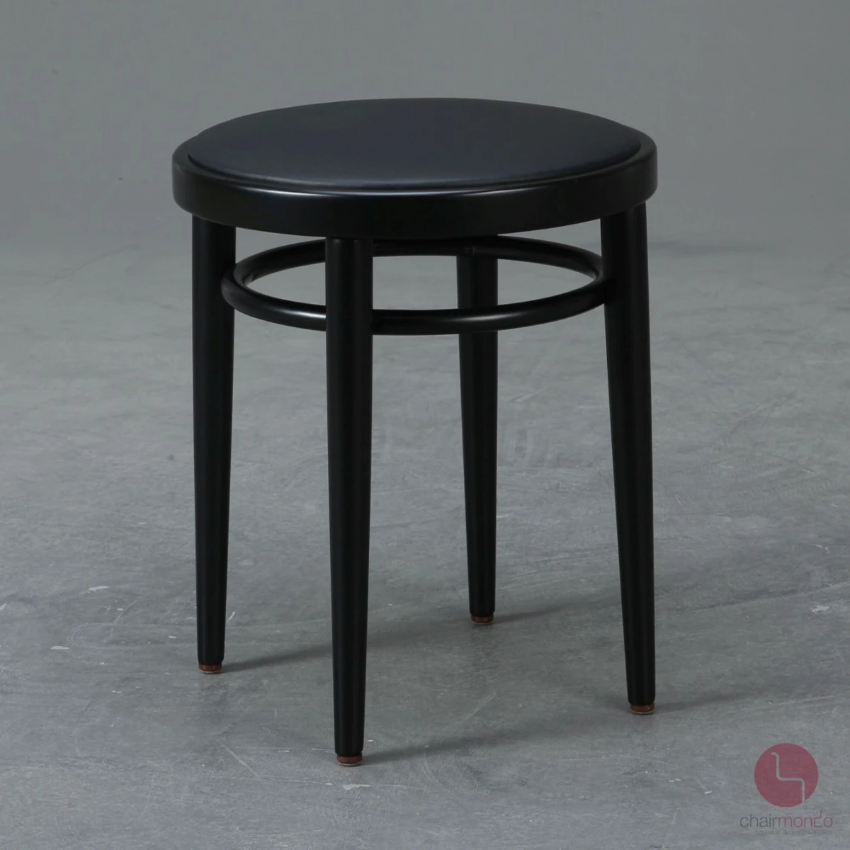 Thonet 214 PH Bugholz Hocker mit neuem schwarzem Leder gebraucht