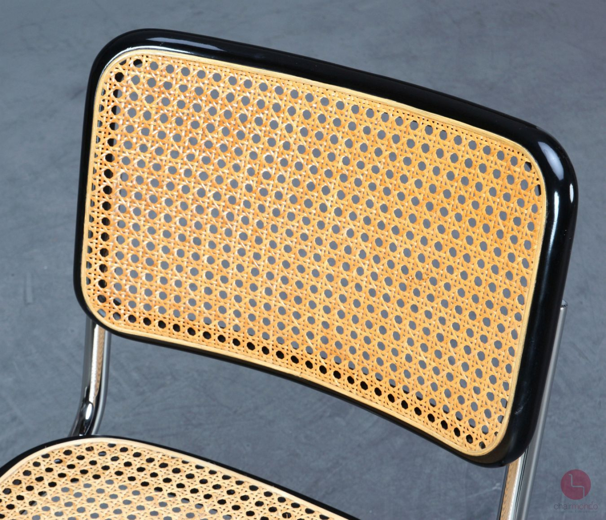 Preview: Thonet S32 Schwarz Freischwinger mit Wiener Geflecht Vintage