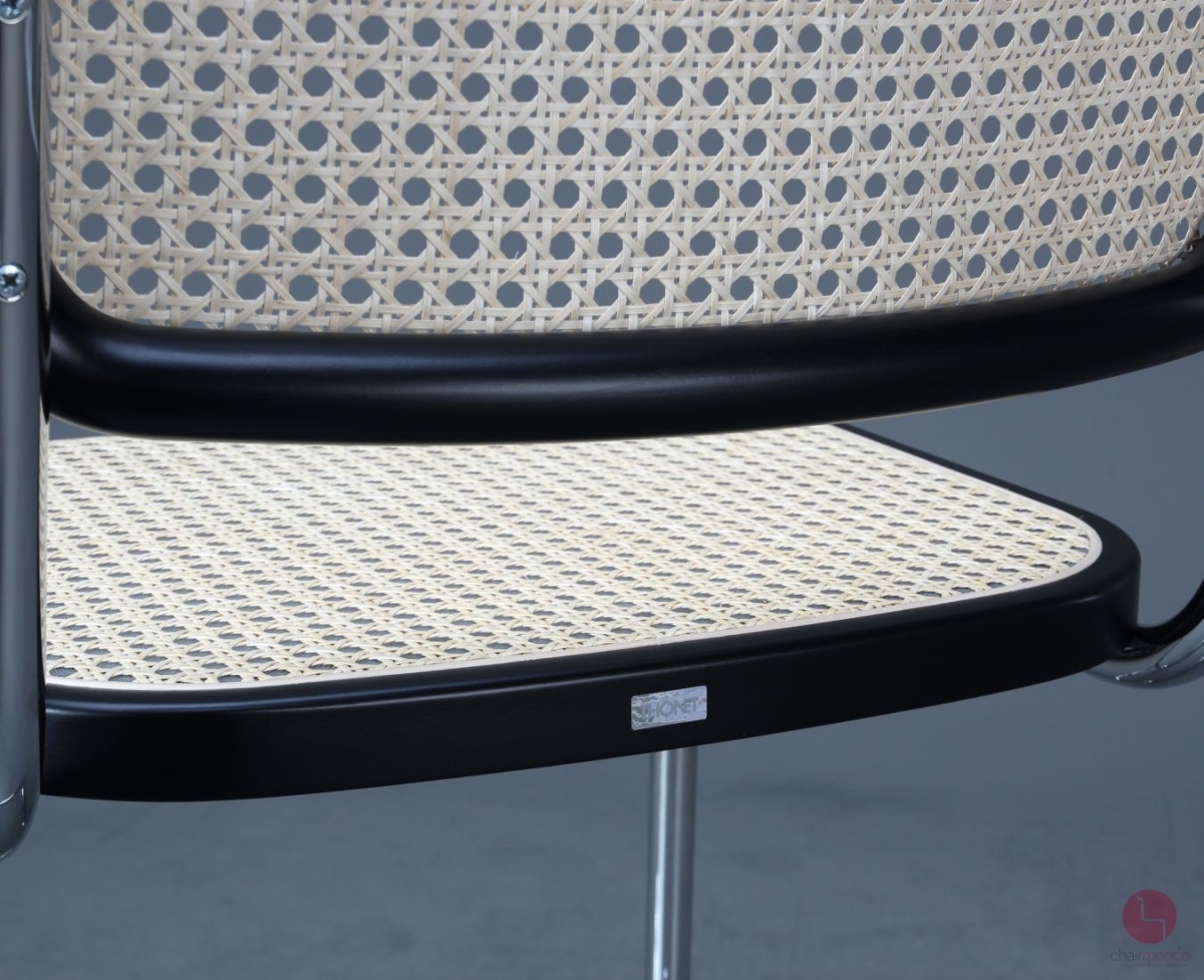 Preview: Thonet S32 VH Barstuhl mit Geflecht und Stützgewebe inkl. Filzgleiter