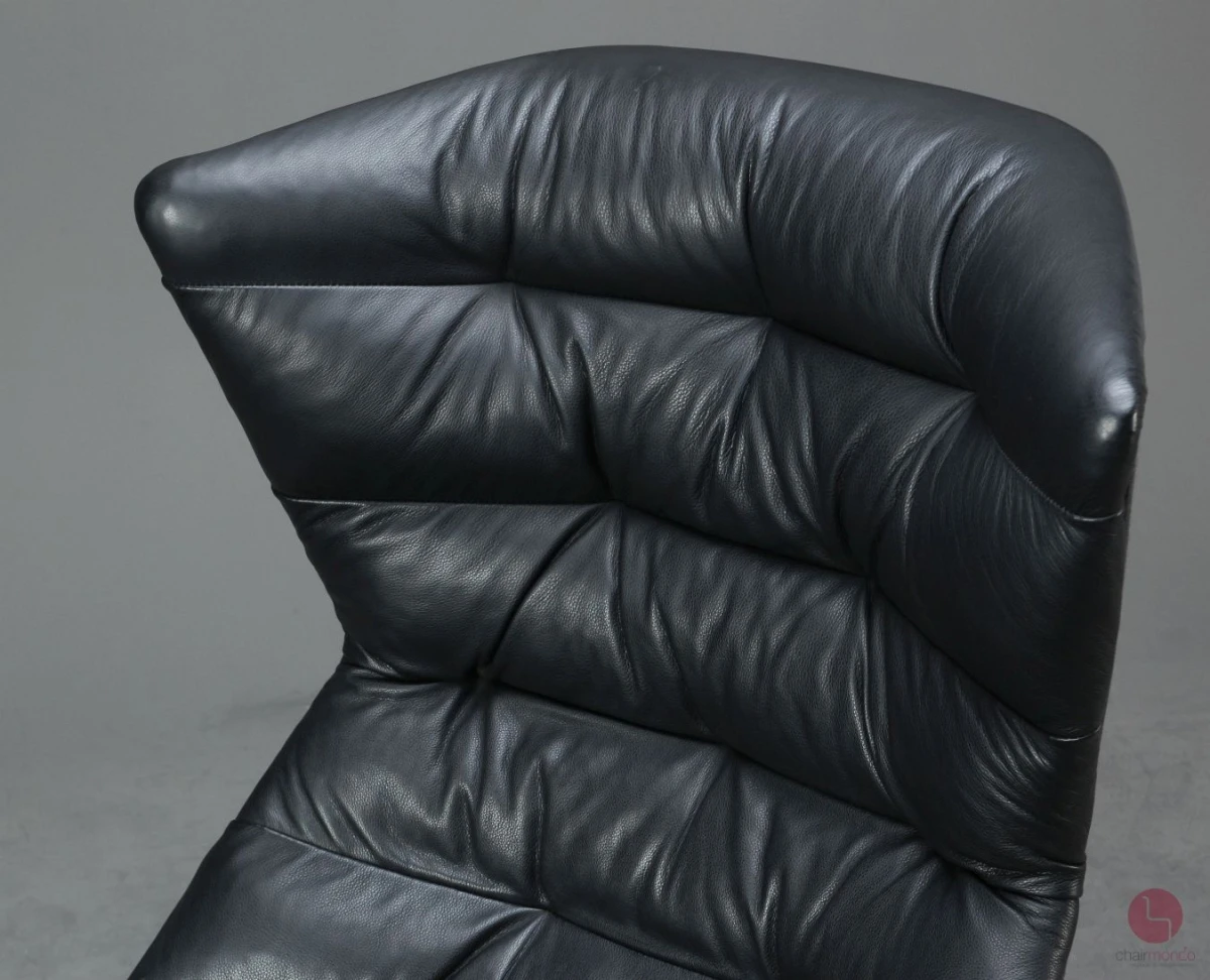 Thonet 808 Lounge Leder Sessel Schwarz mit Ottoman gebraucht