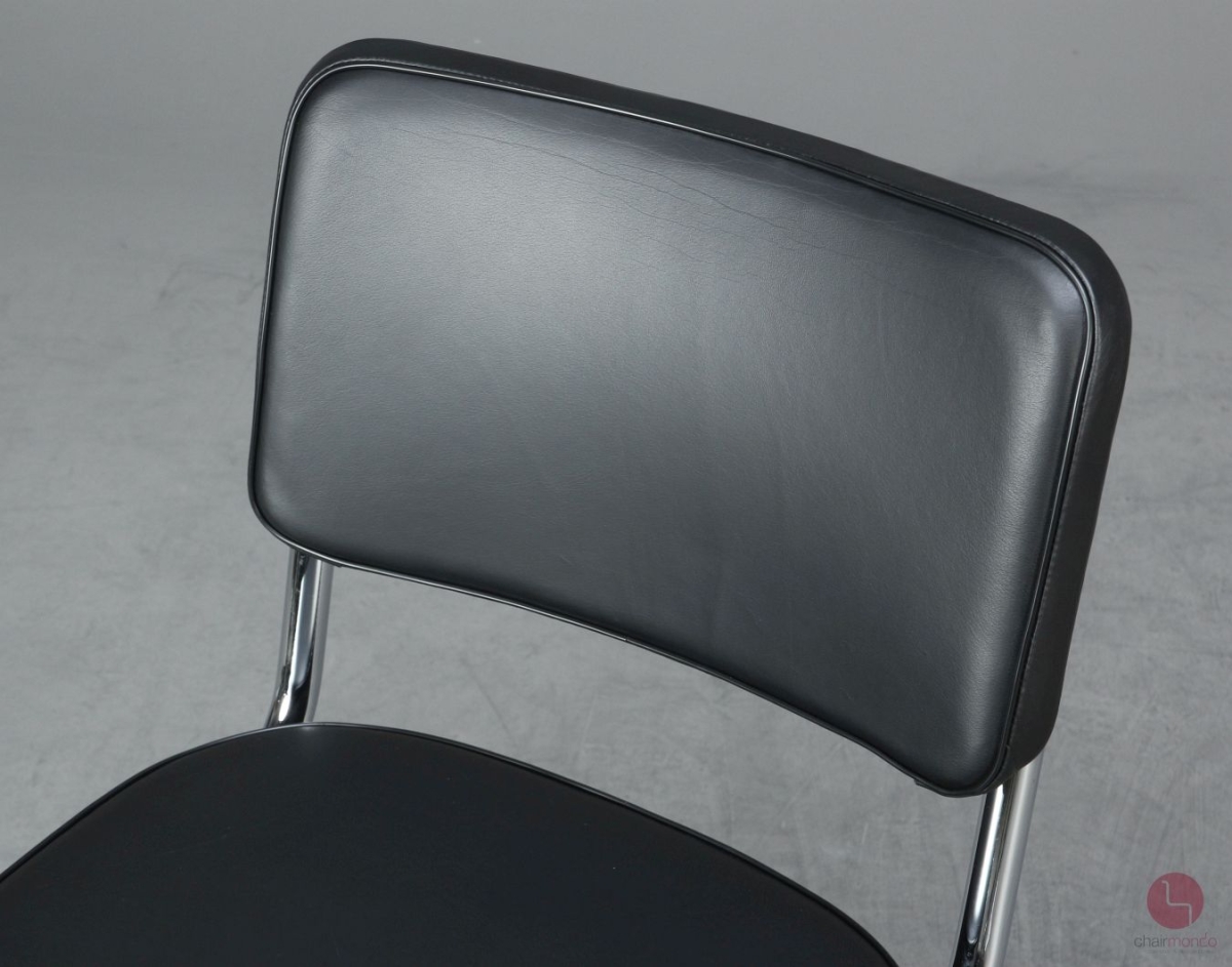 Preview: Thonet S32 PV Freischwinger Leder Schwarz gebraucht