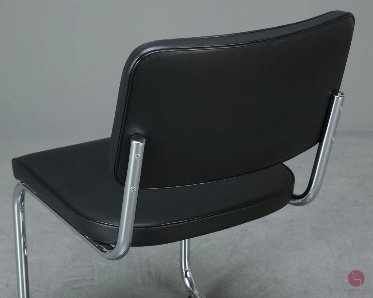 Thonet S32 PV Freischwinger Leder Schwarz gebraucht