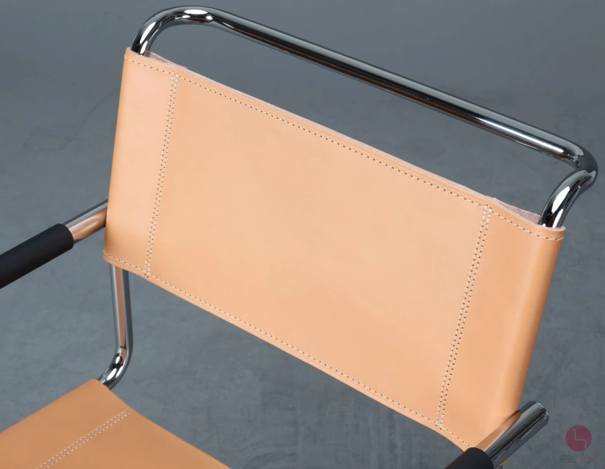 Thonet S34 Freischwinger mit neuem Kernleder in Beige Natur - gebraucht