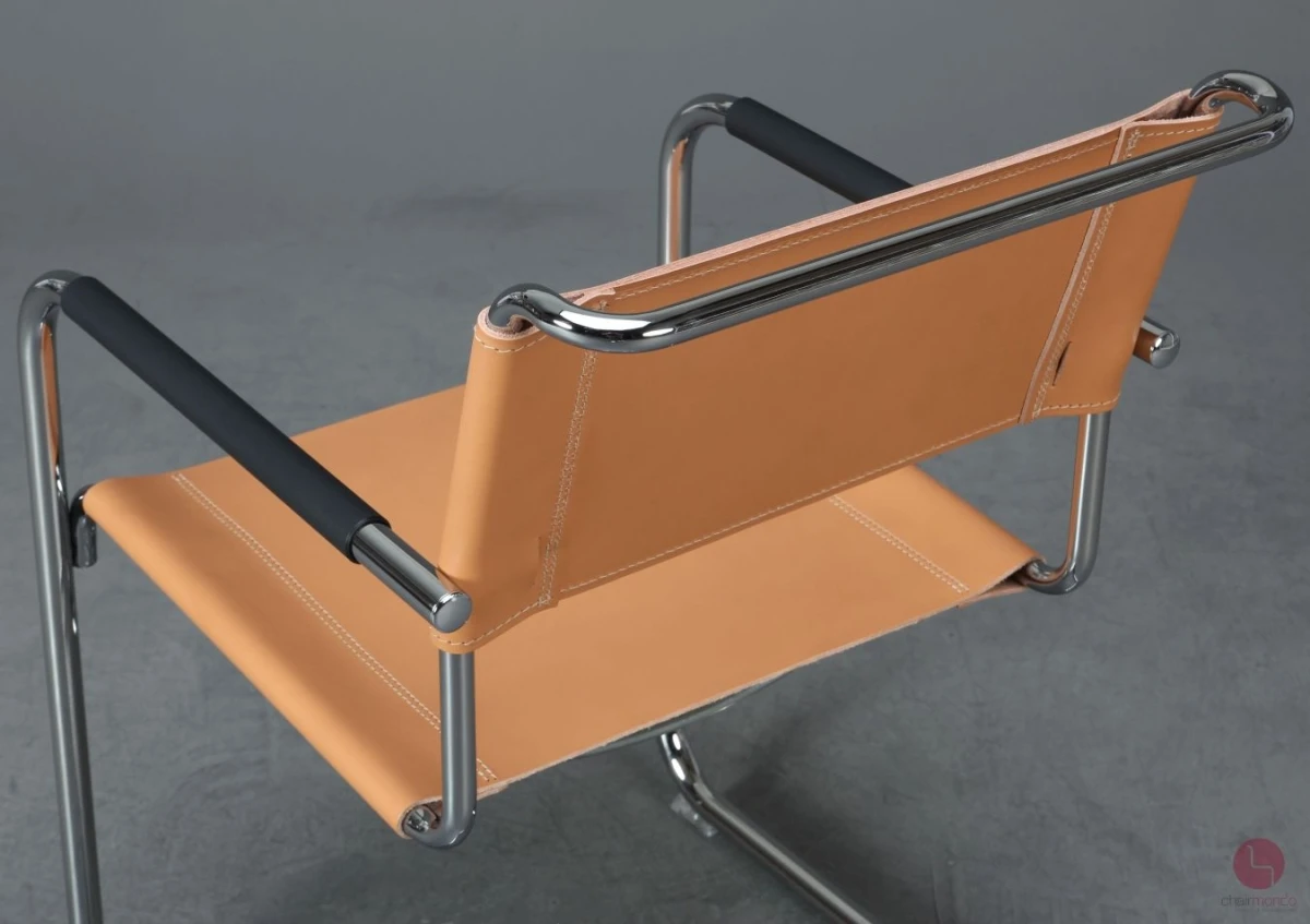 Thonet S34 Freischwinger mit neuem Kernleder in Beige Natur - gebraucht