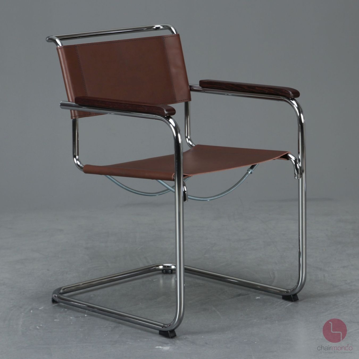 Preview: Thonet S34 Freischwinger mit neuem Kernleder in Schoko Braun - gebraucht