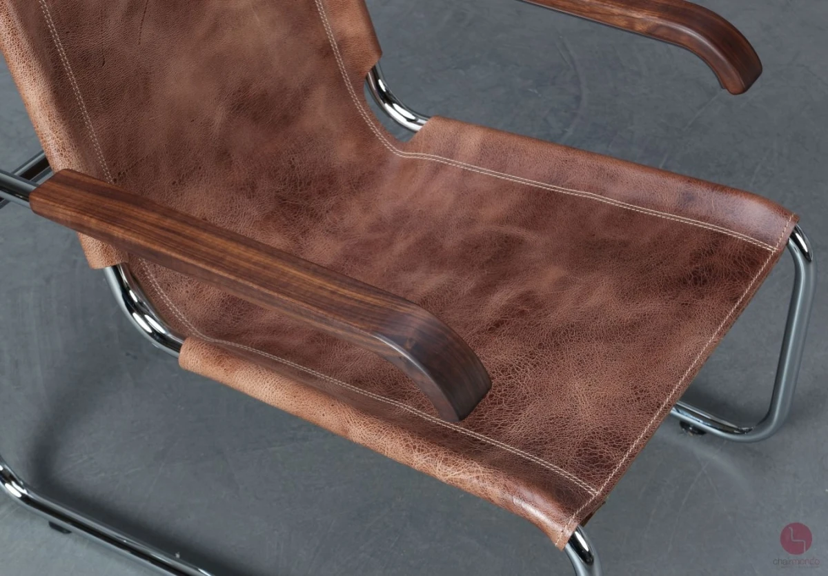 Thonet S35 L Pure Materials Freischwinger Sessel mit Büffelleder NEU