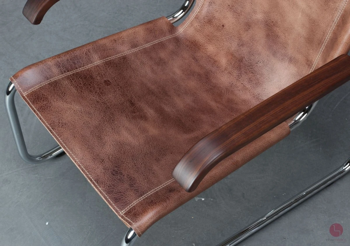 Thonet S35 L Pure Materials Freischwinger Sessel mit Büffelleder NEU