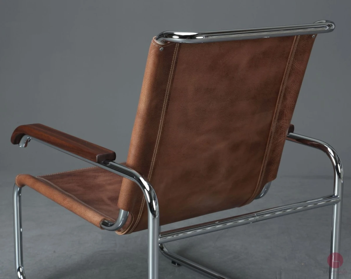 Thonet S35 L Pure Materials Freischwinger Sessel mit Büffelleder NEU