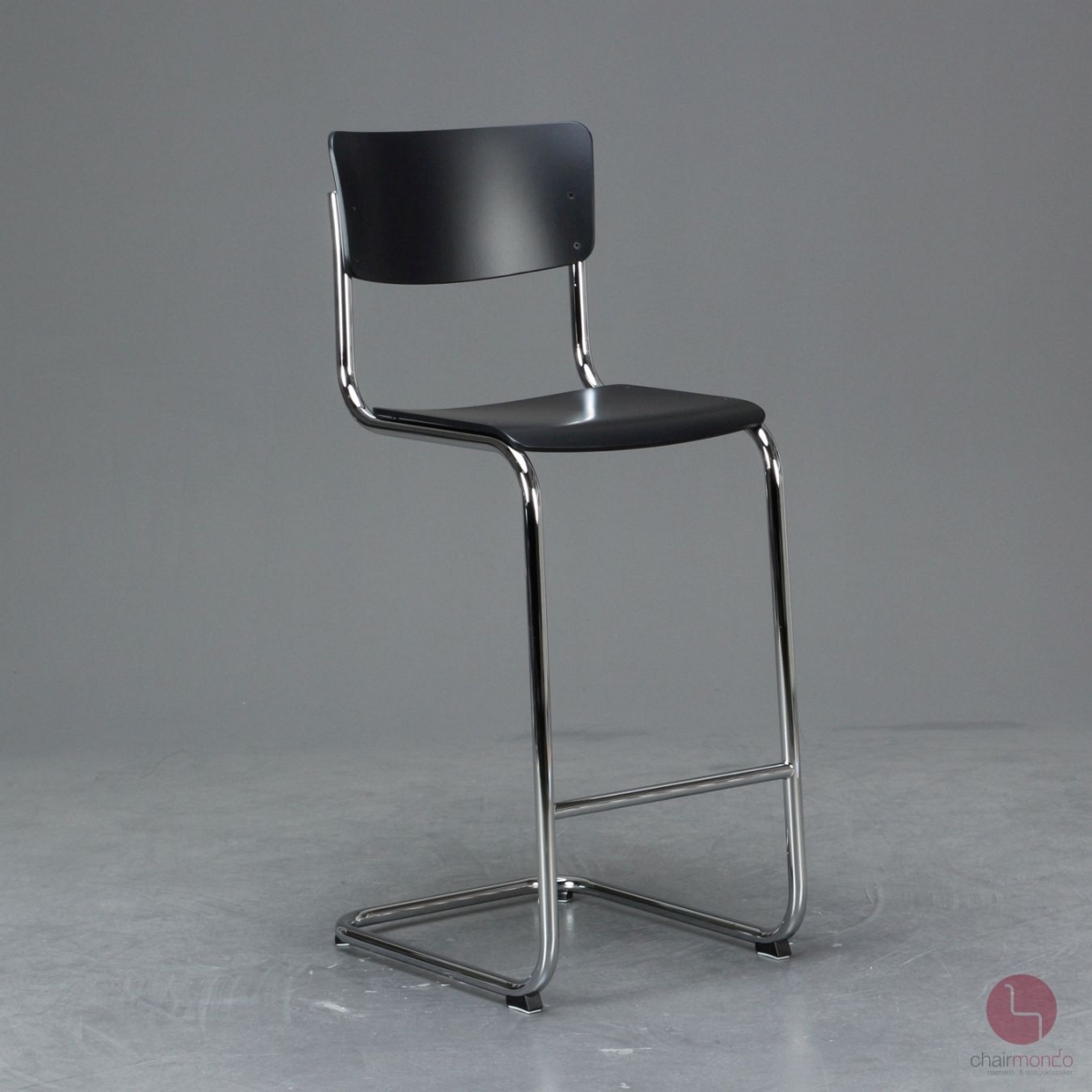 Preview: Thonet S43 H Freischwinger Barstuhl in Schwarz gebraucht
