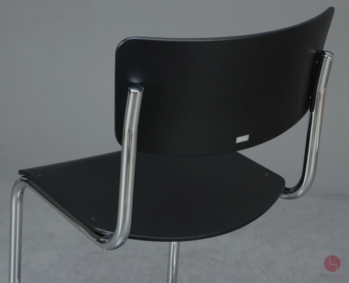 Thonet S43 H Freischwinger Barstuhl in Schwarz gebraucht