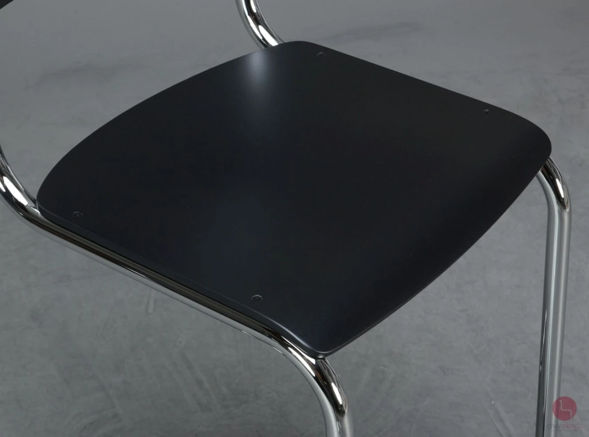 Thonet S43 H Freischwinger Barstuhl in Schwarz gebraucht