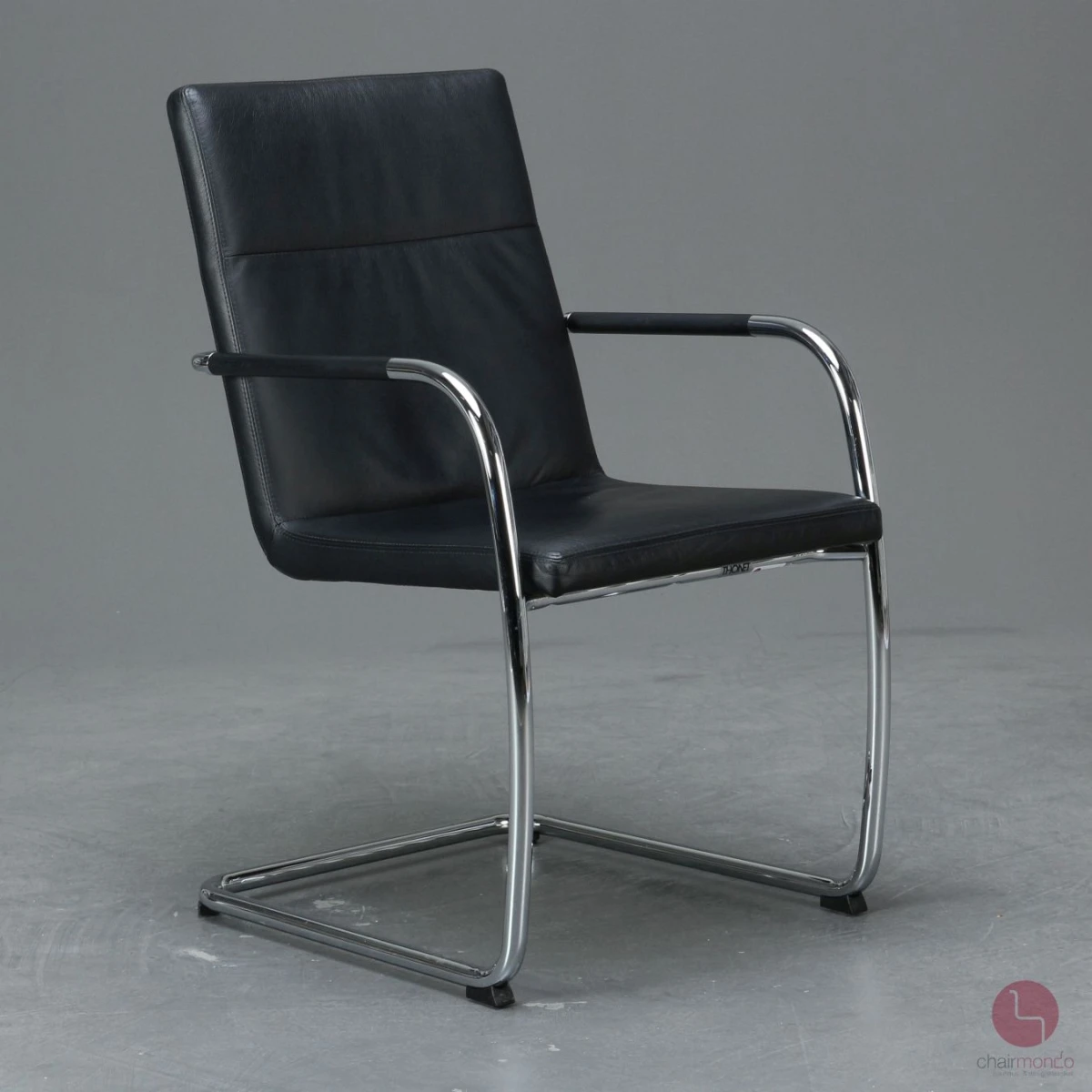 Thonet S61 Leder Freischwinger Konferenzstuhl Schwarz gebraucht