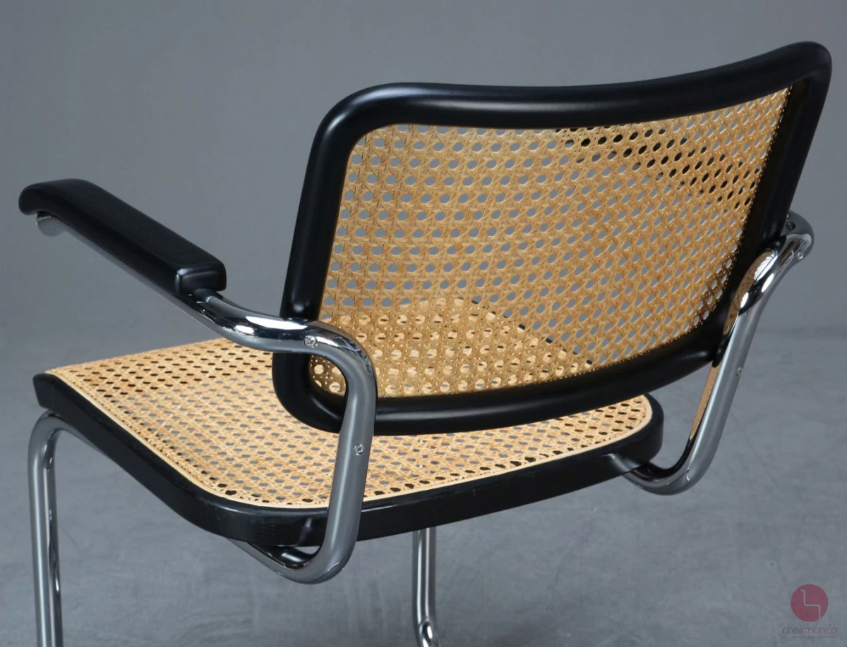 Thonet S64 Freischwinger in Schwarz mit Patina Geflecht - gebraucht