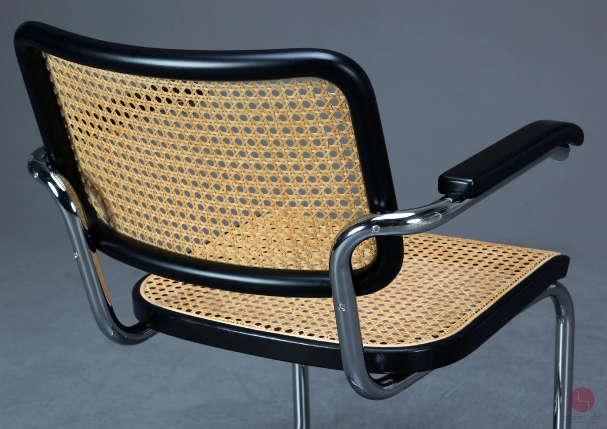 Thonet S64 Freischwinger in Schwarz mit Patina Geflecht - gebraucht