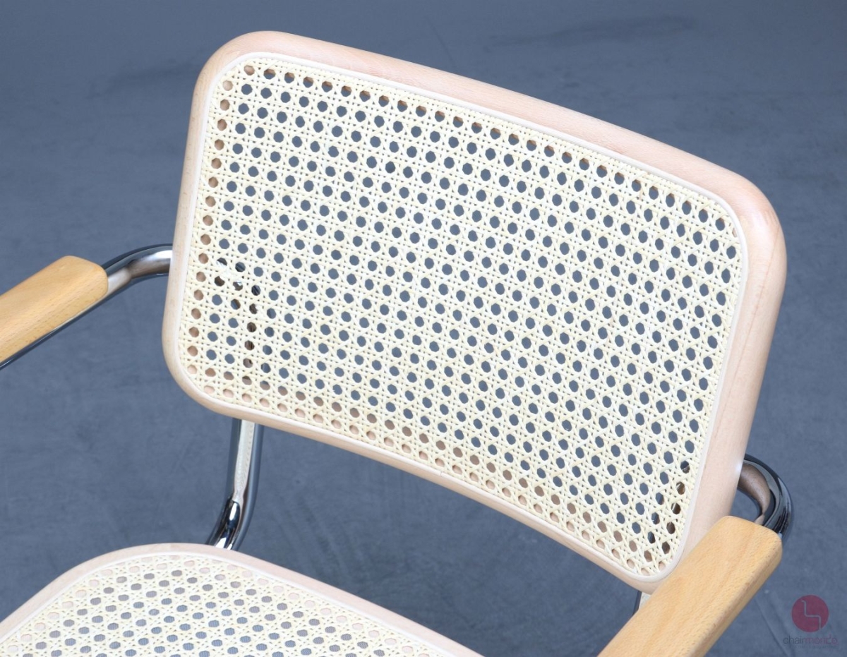 Preview: Thonet S64 V Freischwinger in Buche mit Geflecht + Stützgewebe gebraucht