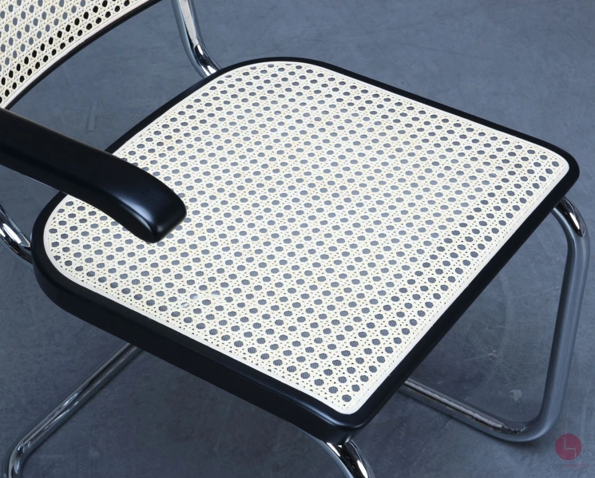 Thonet S64 V Freischwinger Schwarz mit Geflecht + Stützgewebe gebraucht